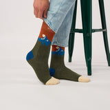Patterned combed cotton socks - Redwood