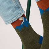 Patterned combed cotton socks - Redwood