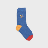 Patterned combed cotton socks - Ski lift