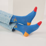 Patterned combed cotton socks - Ski lift