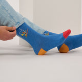Patterned combed cotton socks - Ski lift