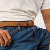Woven suede belt - Camel