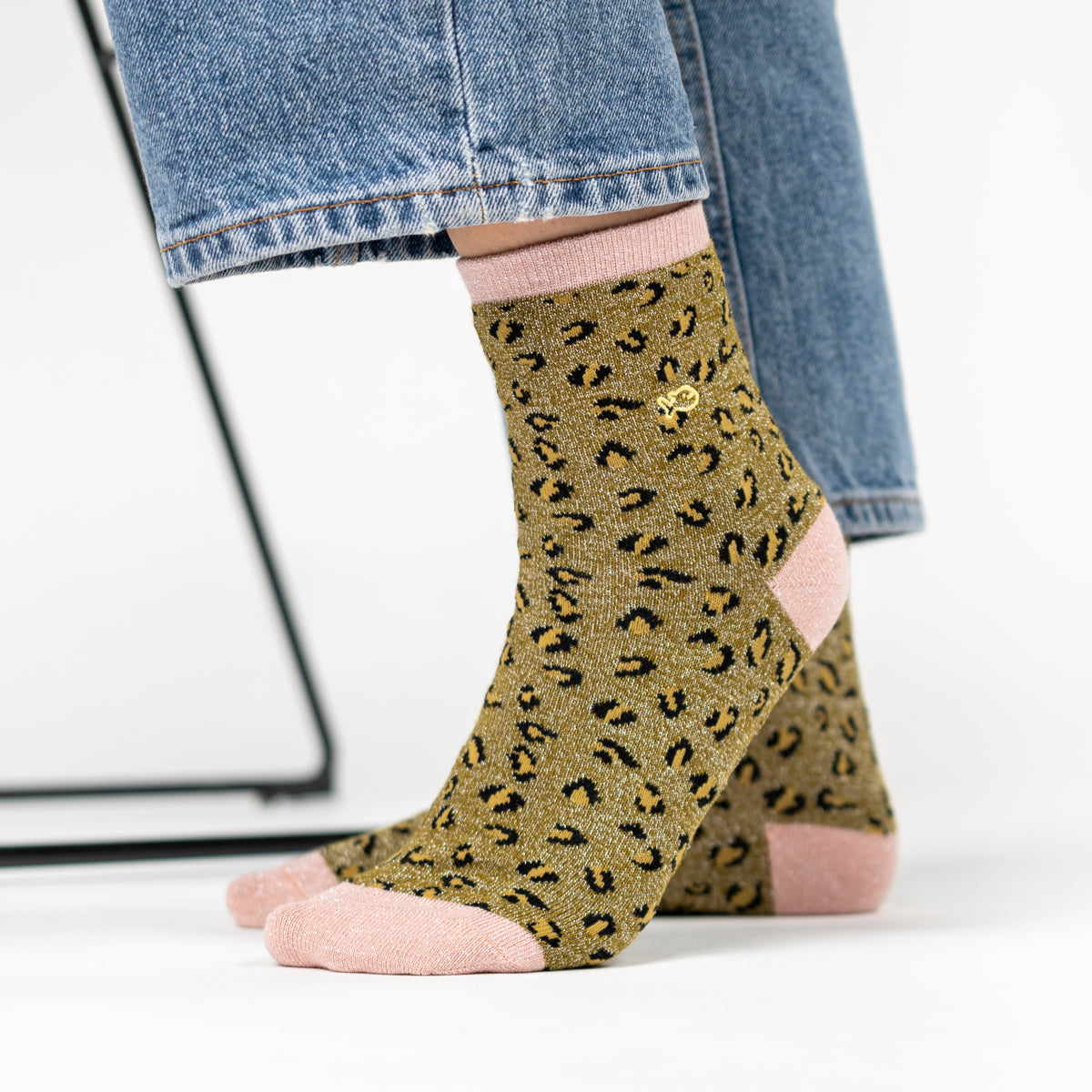 Socks Leopard olive/pink