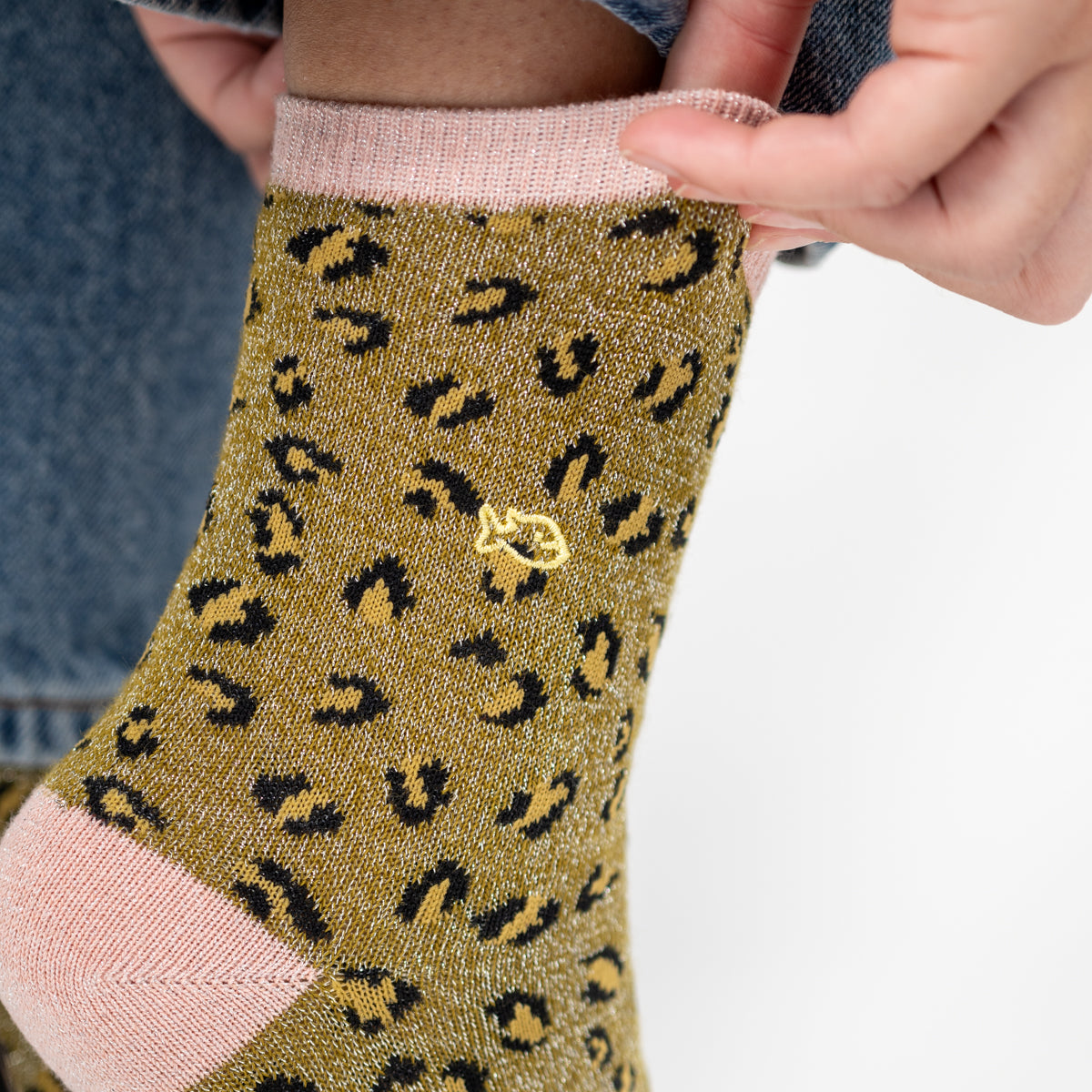 Socks Leopard olive/pink