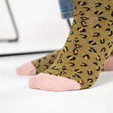 Socks Leopard olive/pink