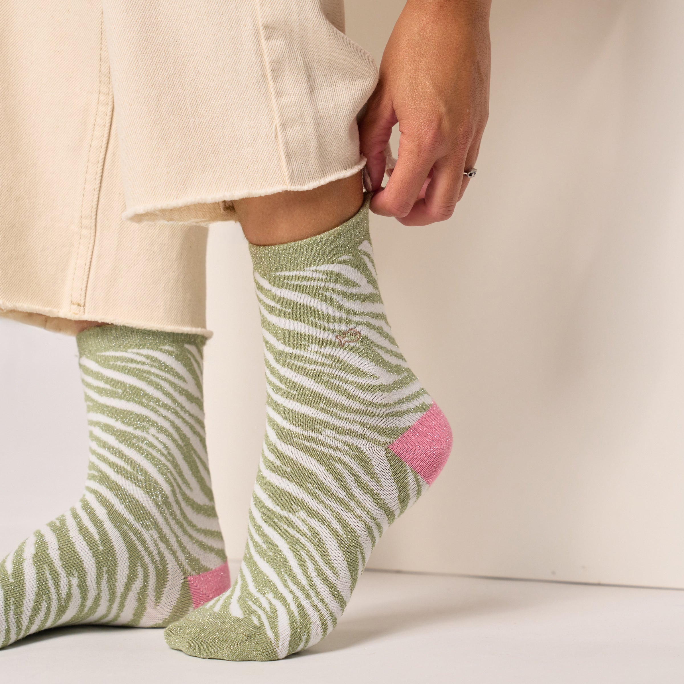 Socks Zebra green/white