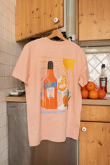 Aperol Spritz Straight Fit T-Shirt in Light Pink, Bio Baumwolle, Illustration vorne und hinten, GKBS Wien