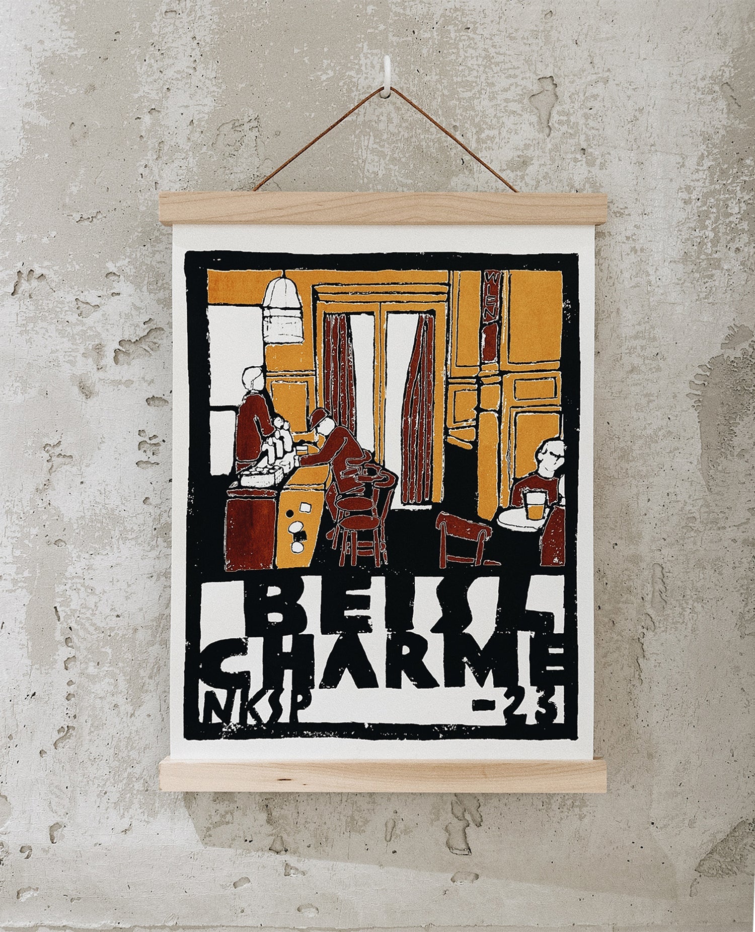 Beisl Charme Kunstdruck von NKSP – Siebdruck einer klassischen Wiener Beisl-Szene