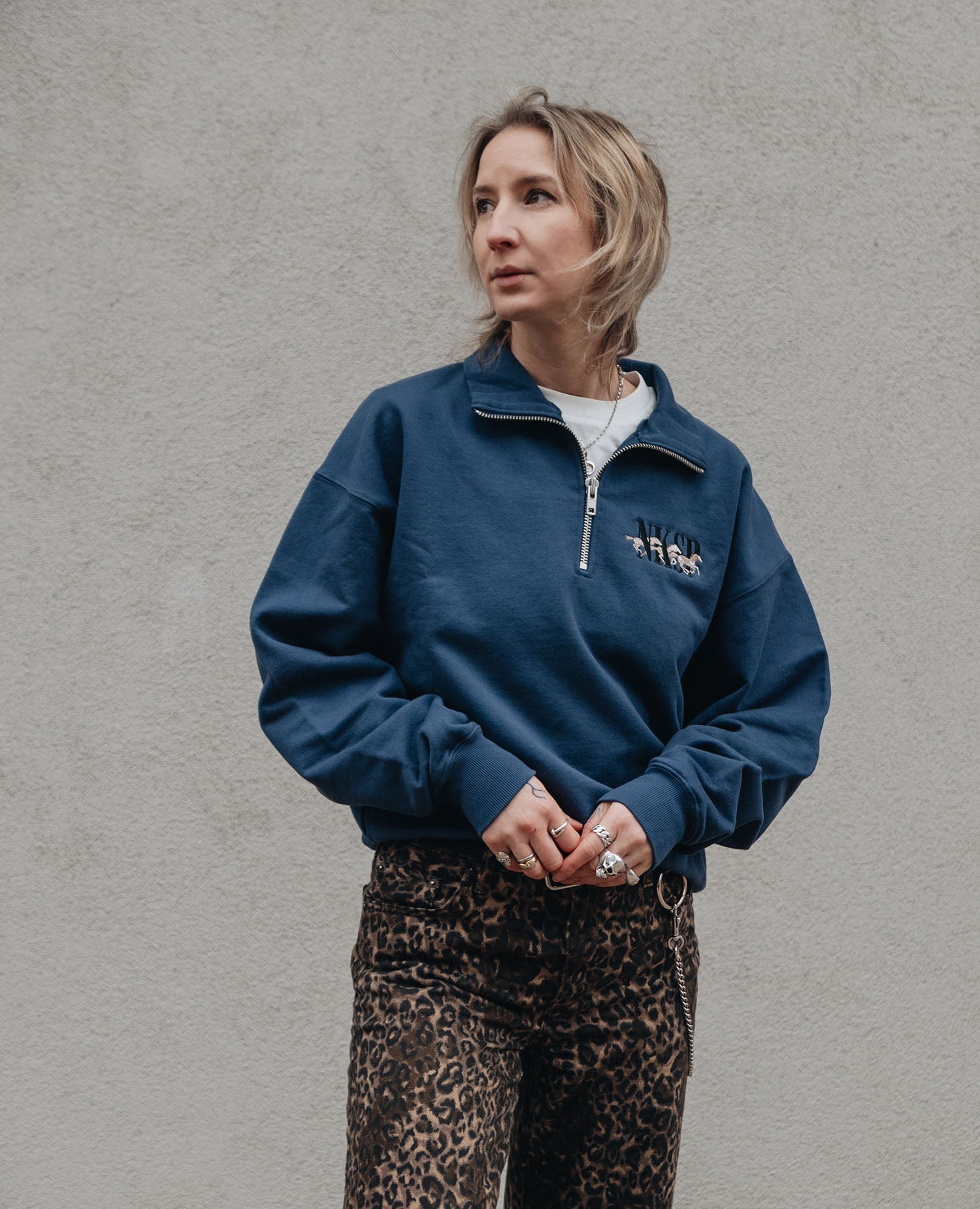 Wild Horses Oversized Half-Zip Sweatshirt