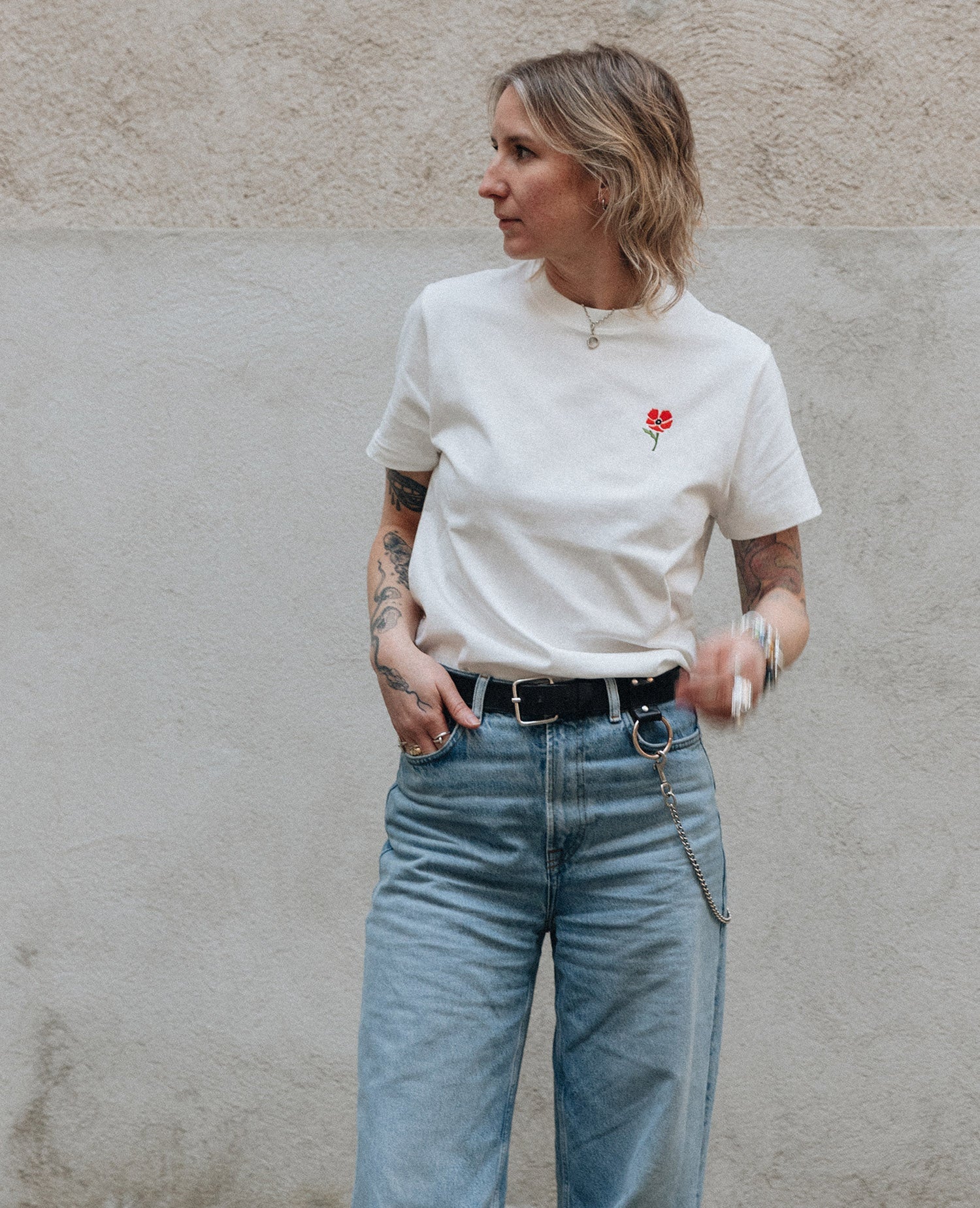 Mohnblumen T-Shirt Off-White von NKSP