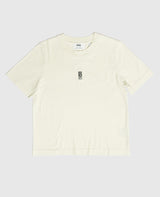 Blume Damen T-Shirt Off-White von NKSP – Vorderansicht mit schwarzer Stickerei