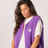 Women’s sleeveless sherpa zip jacket - Purple