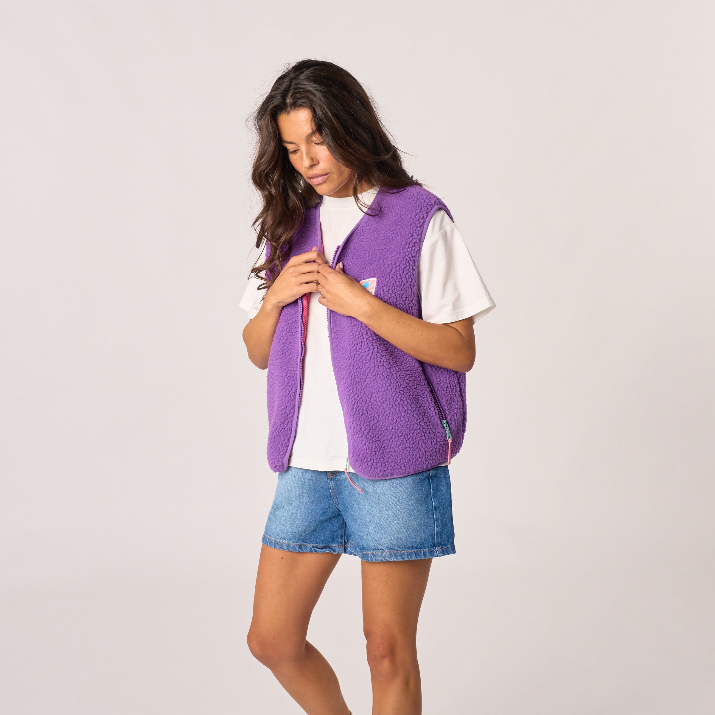 Sherpa Zip Vest - Purple