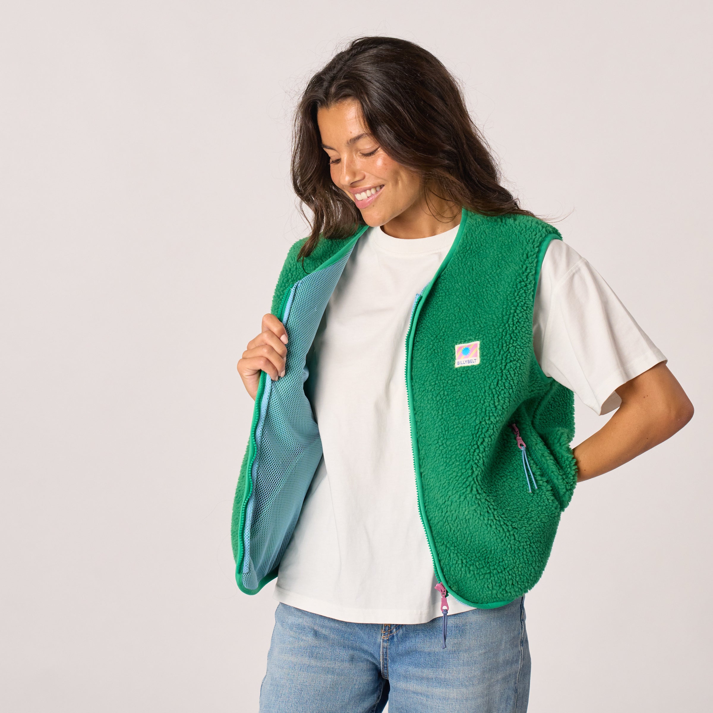 Sherpa Zip Vest - Green