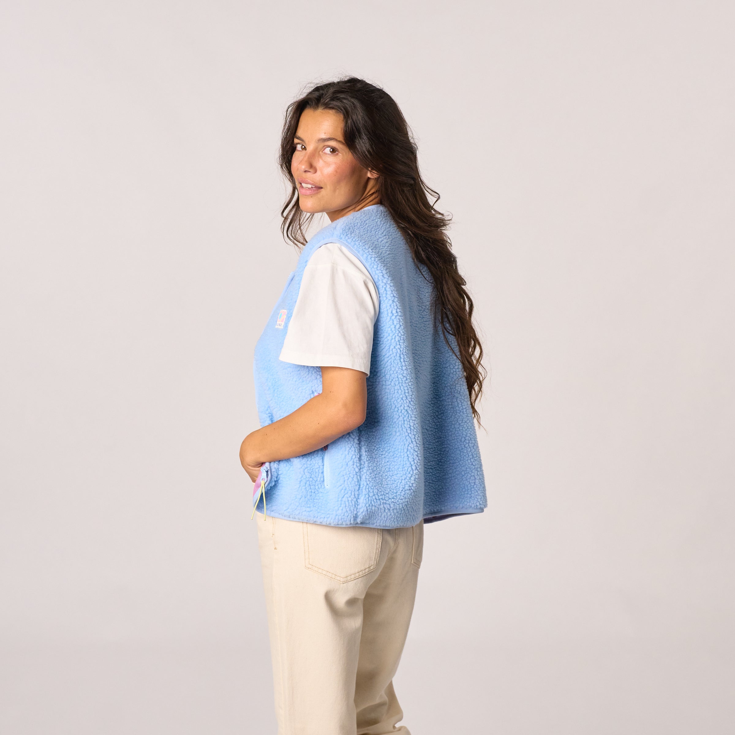 Sherpa Zip Vest - Blue
