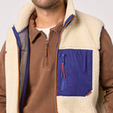 Veste sherpa - Ivoire et marine