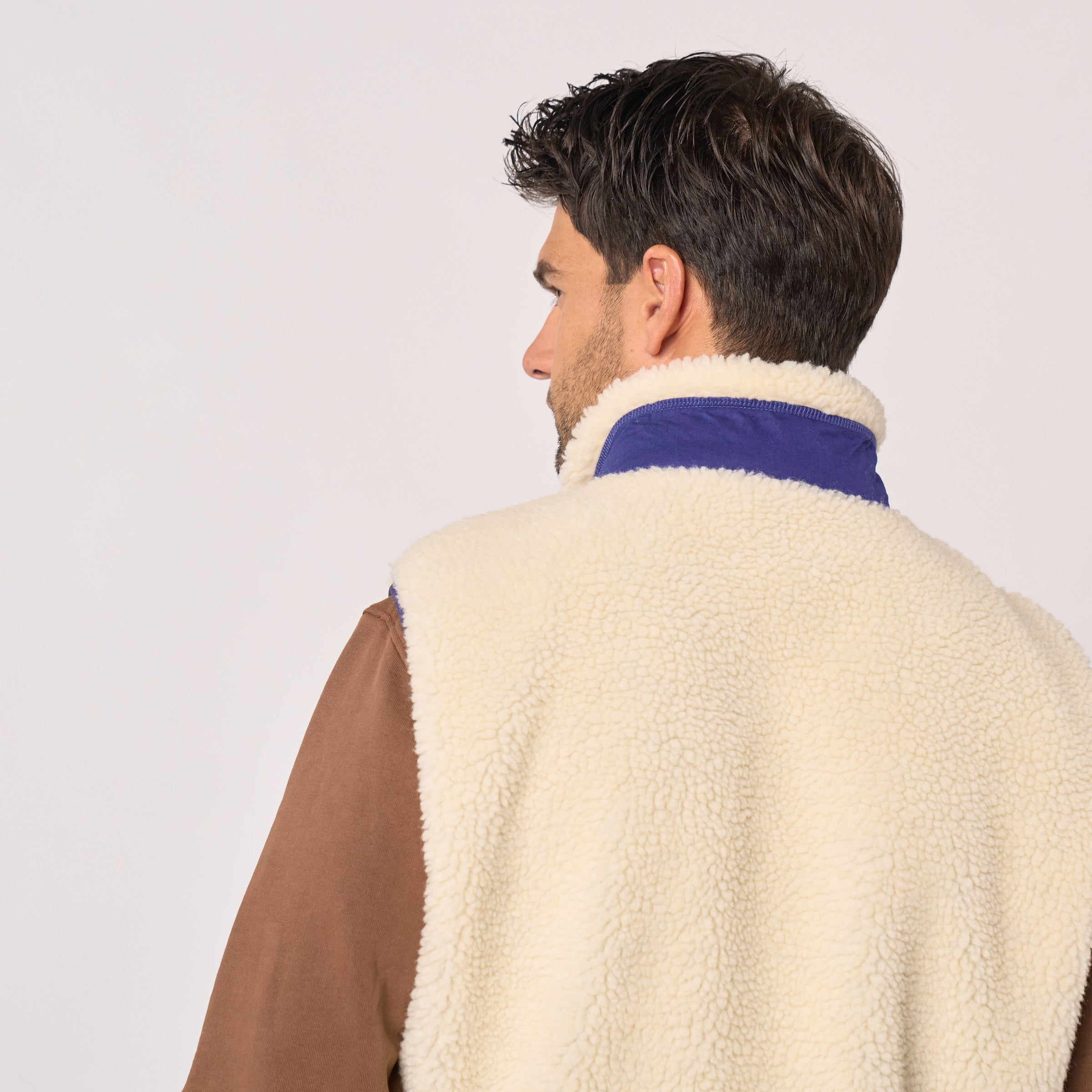 Veste sherpa - Ivoire et marine