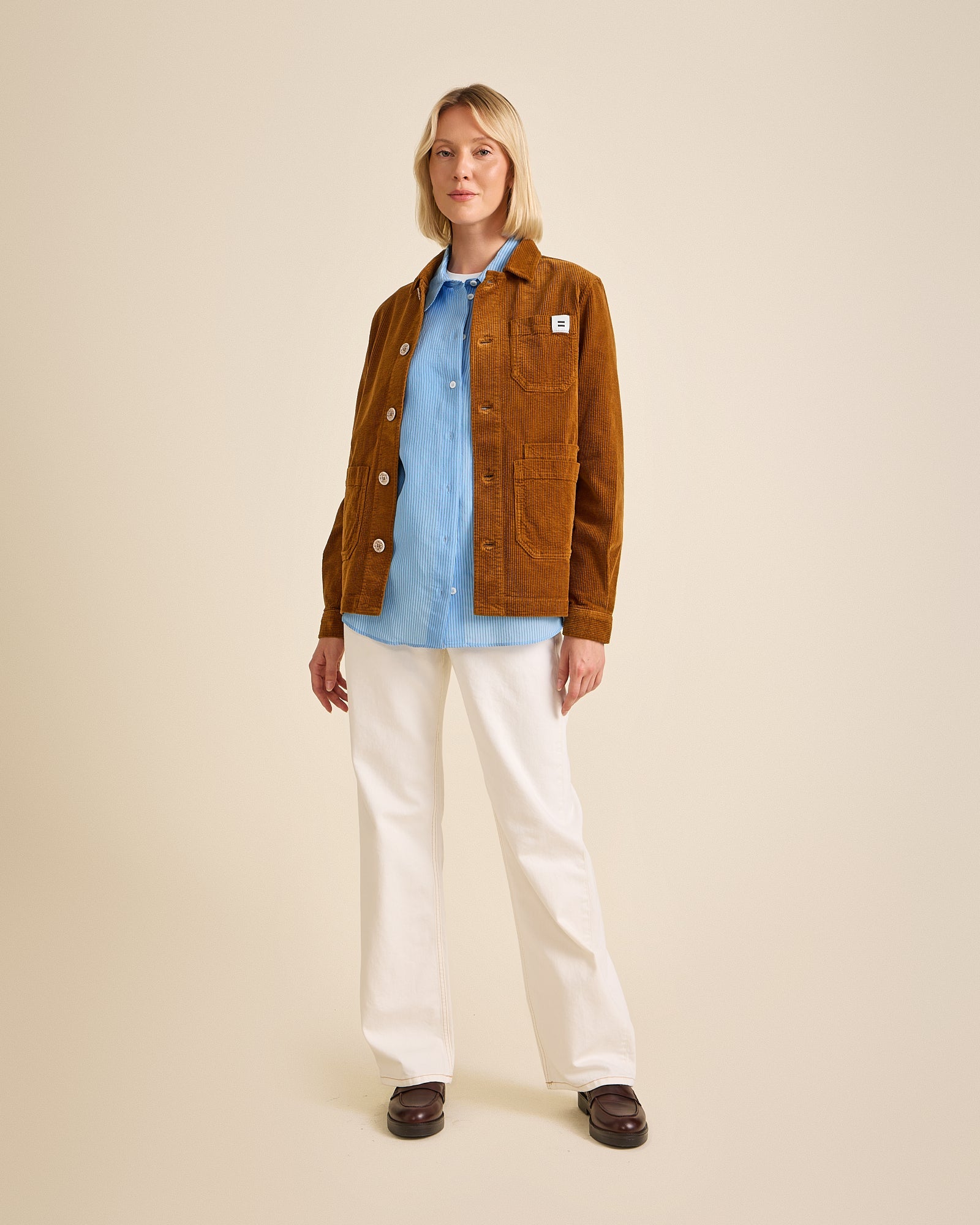 VESTE WORKER CÔTELÉ CAMEL