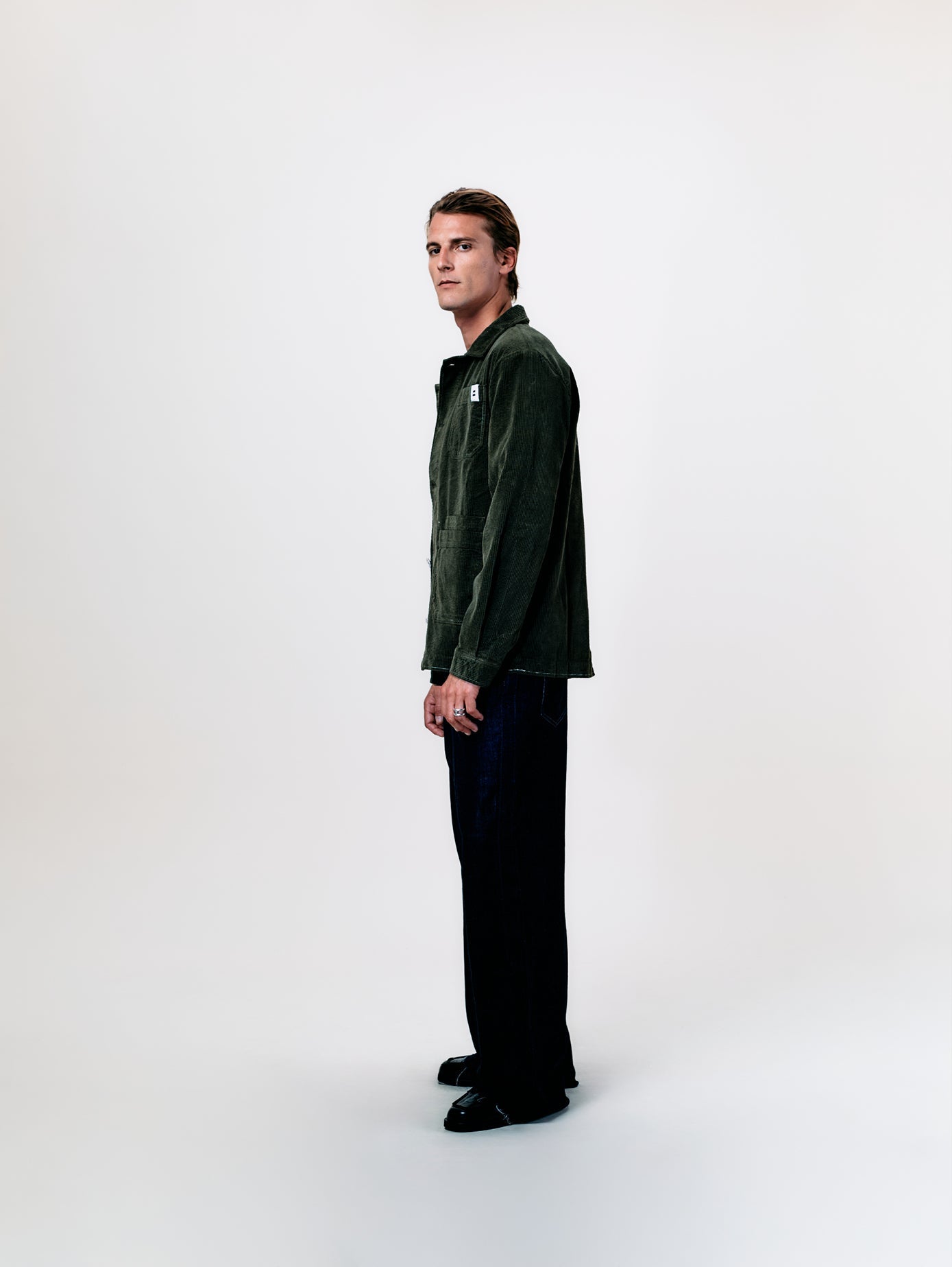 VESTE WORKER CÔTELÉ VERT OLIVE