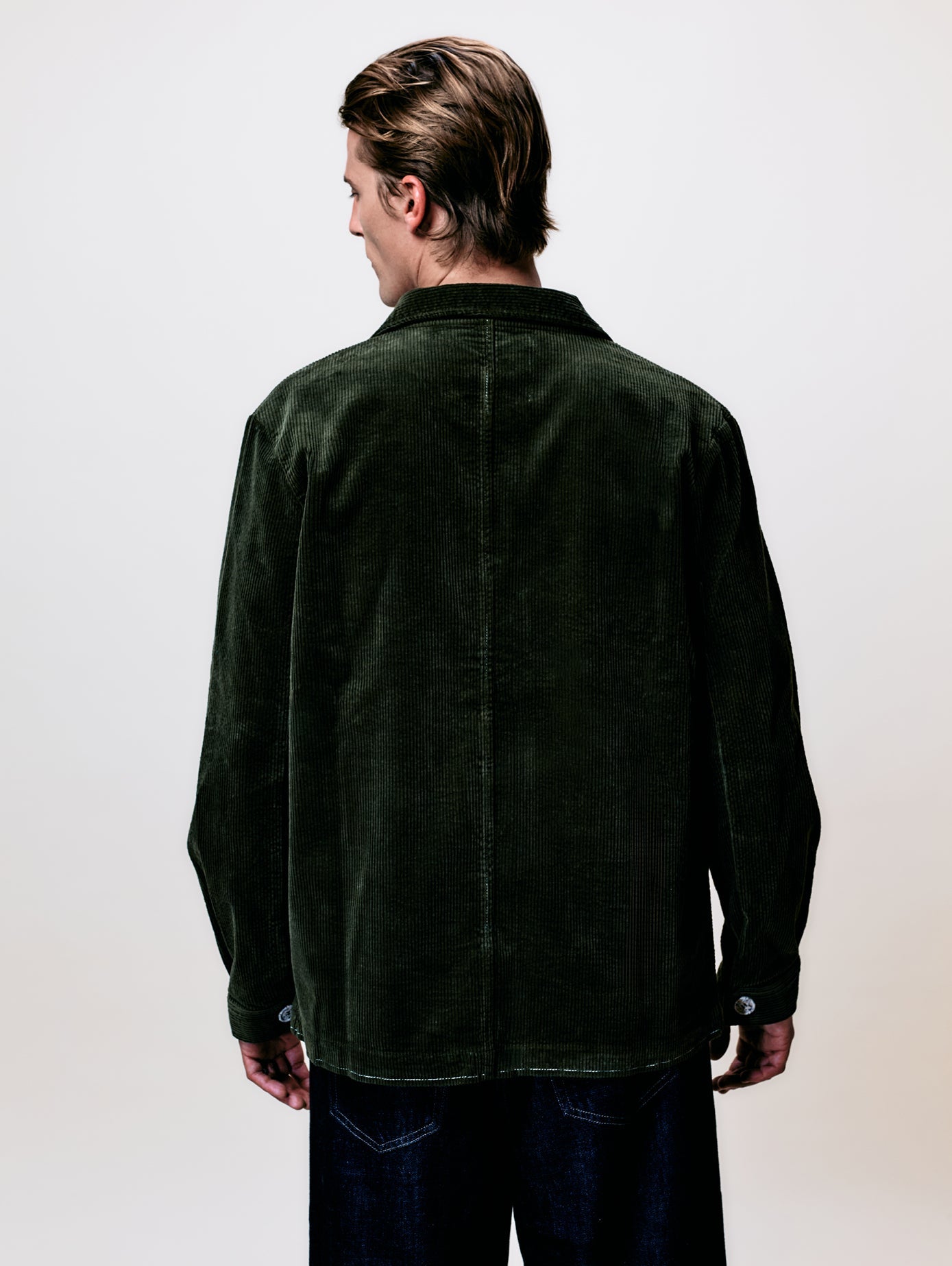 VESTE WORKER CÔTELÉ VERT OLIVE