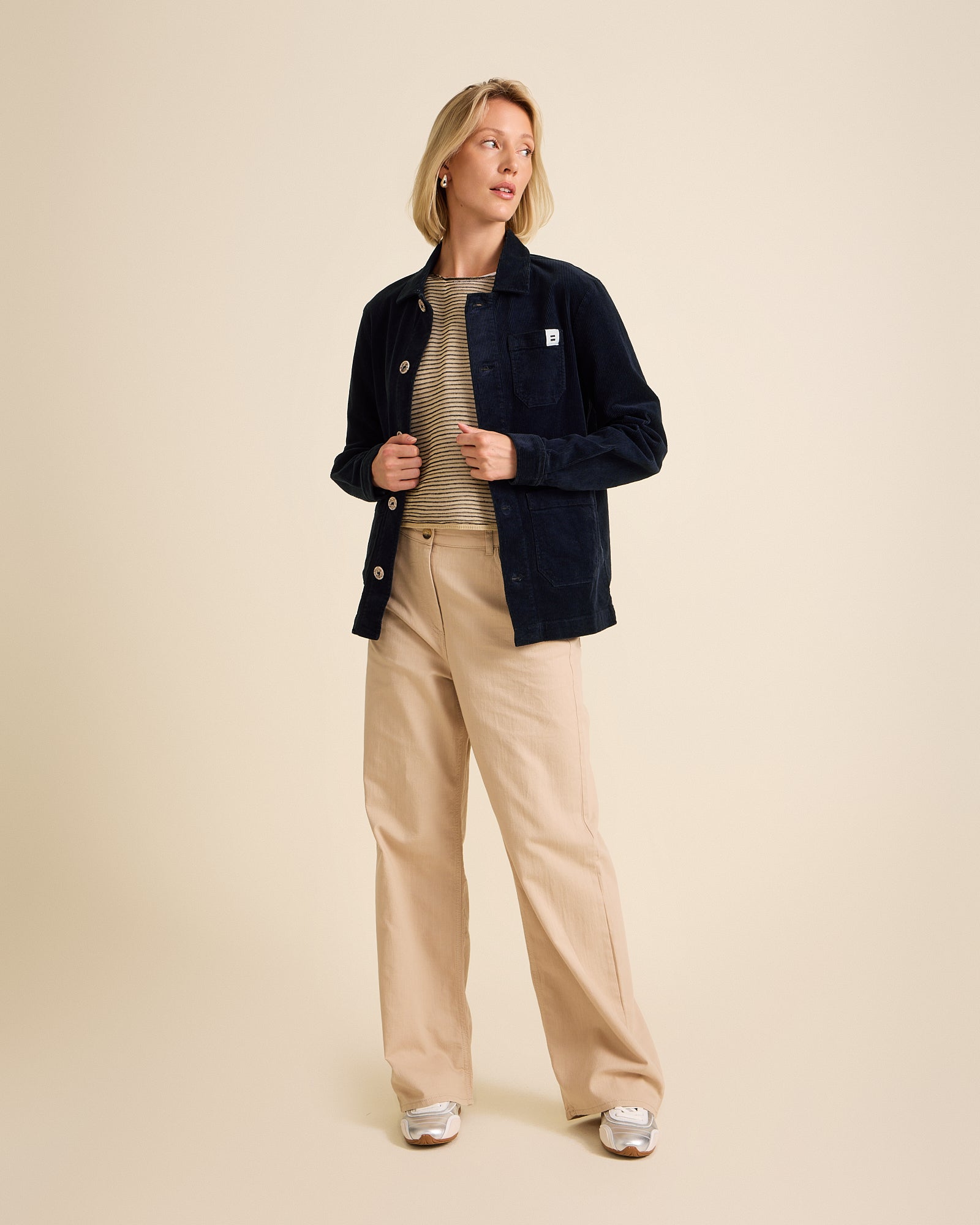 VESTE WORKER CÔTELÉ NAVY
