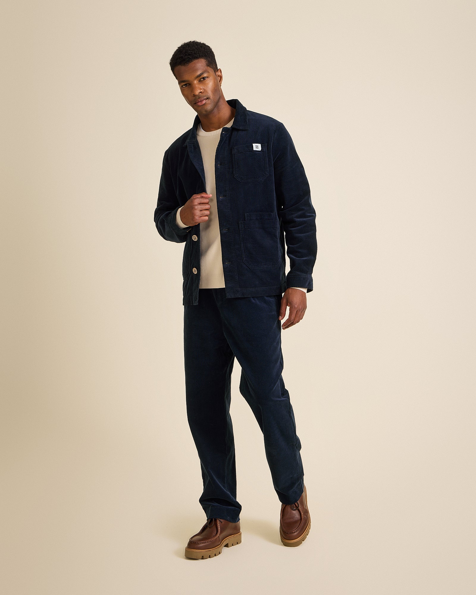VESTE WORKER CÔTELÉ NAVY