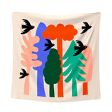 BIRDS & TREES/Silk & Cotton medium scarf