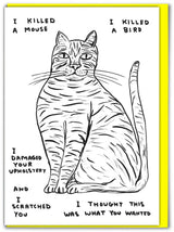 Lustige David Shrigley Grußkarte mit der Aufschrift „I Killed A Mouse“
