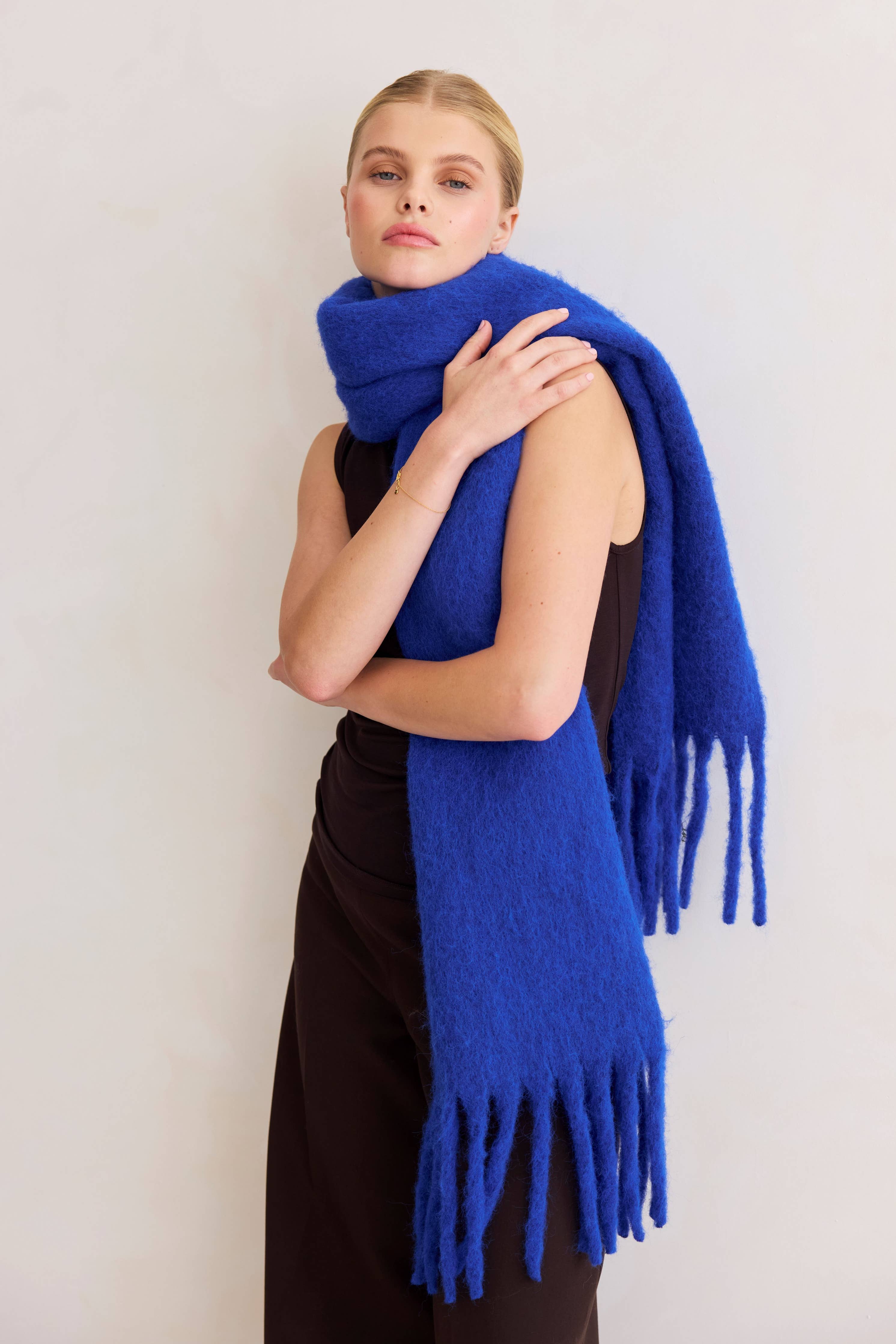 The Reykjavik Scarf with RWS Wool - Electric Blue - AW25