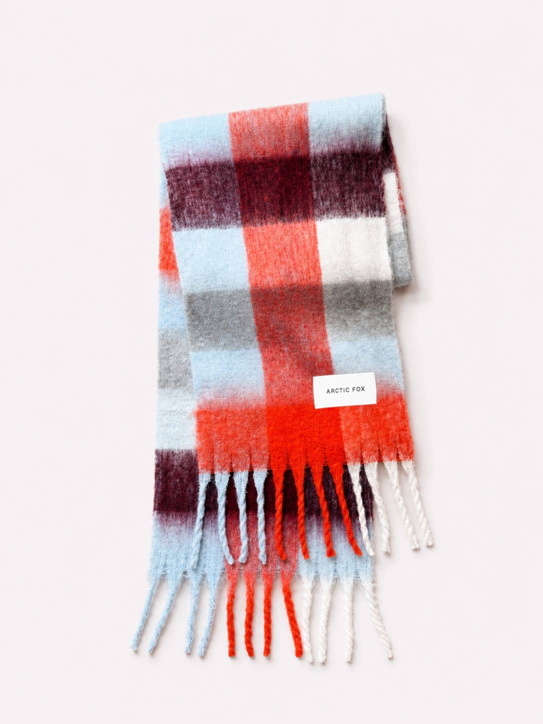 The Reykjavik Scarf - 100% Recycled - Red Blue Check