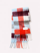 The Reykjavik Scarf - 100% Recycled - Red Blue Check