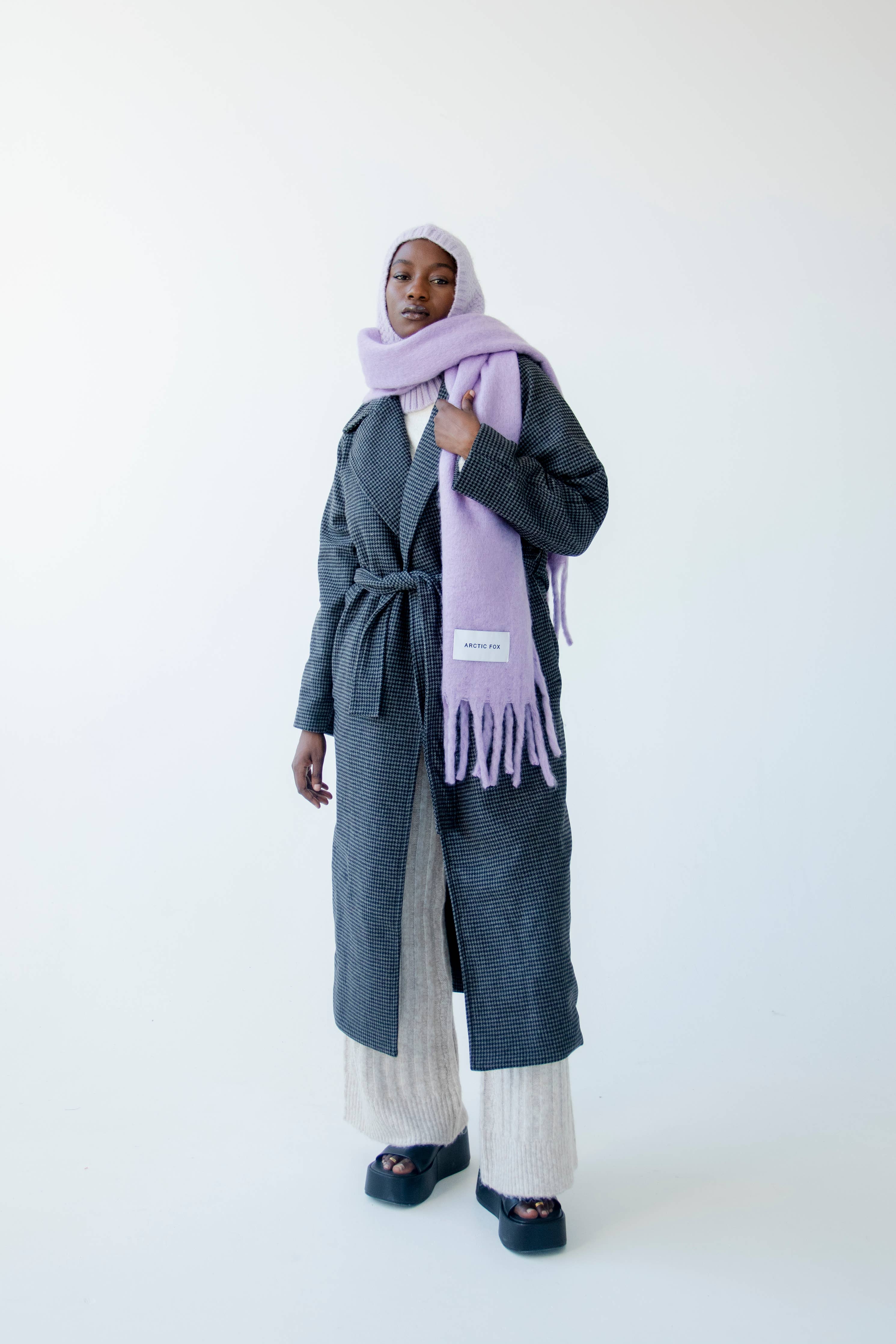 The Alpaca Balaclava Fitted Hood - Lilac - AW23