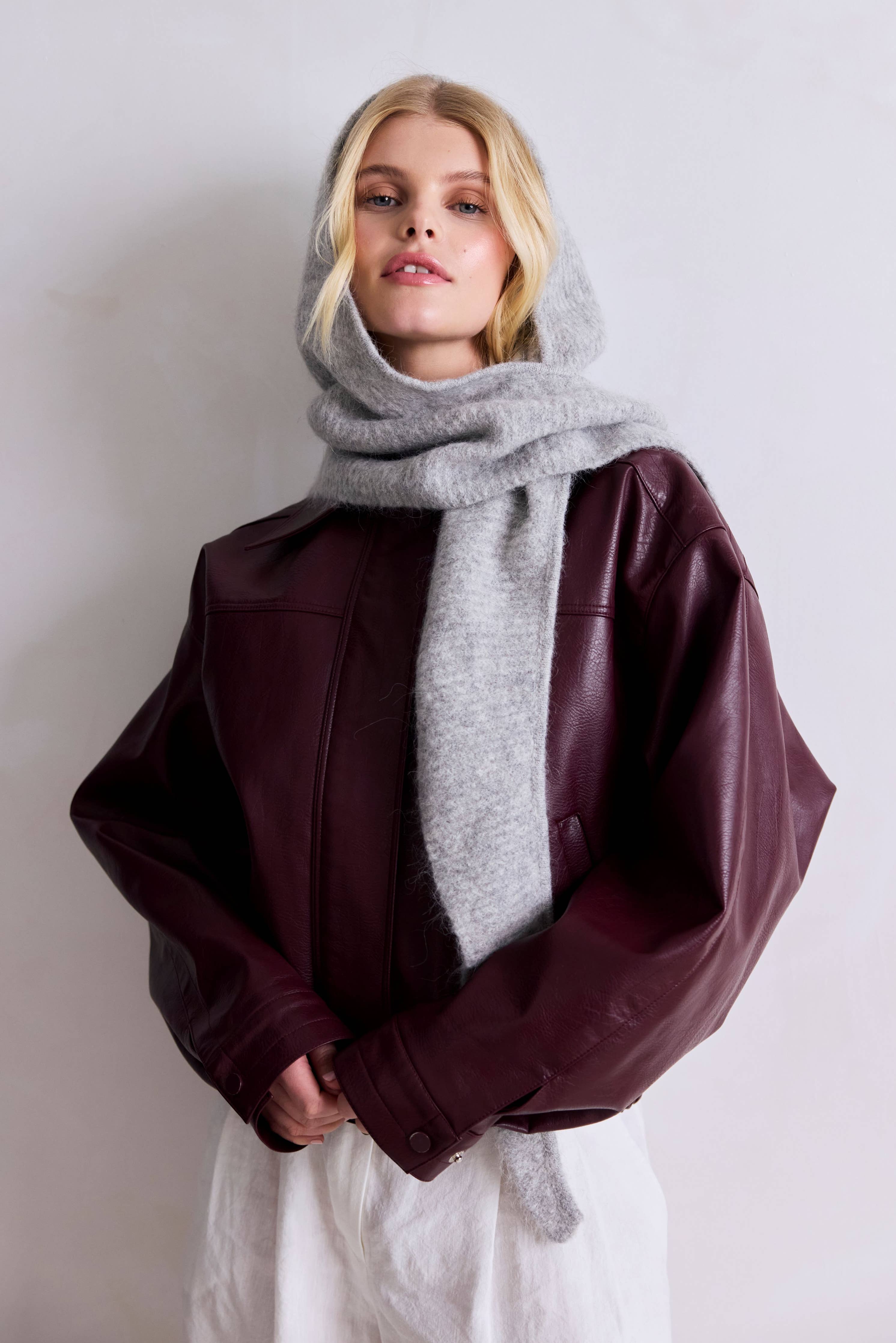 The Alpaca Hooded Scarf - Blizzard Grey