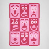 Making Faces Pink/Maroon Woven Cotton Tea Towel