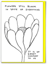 Lustige Karte von David Shrigley, Blumen und Blüten, die an dich denken