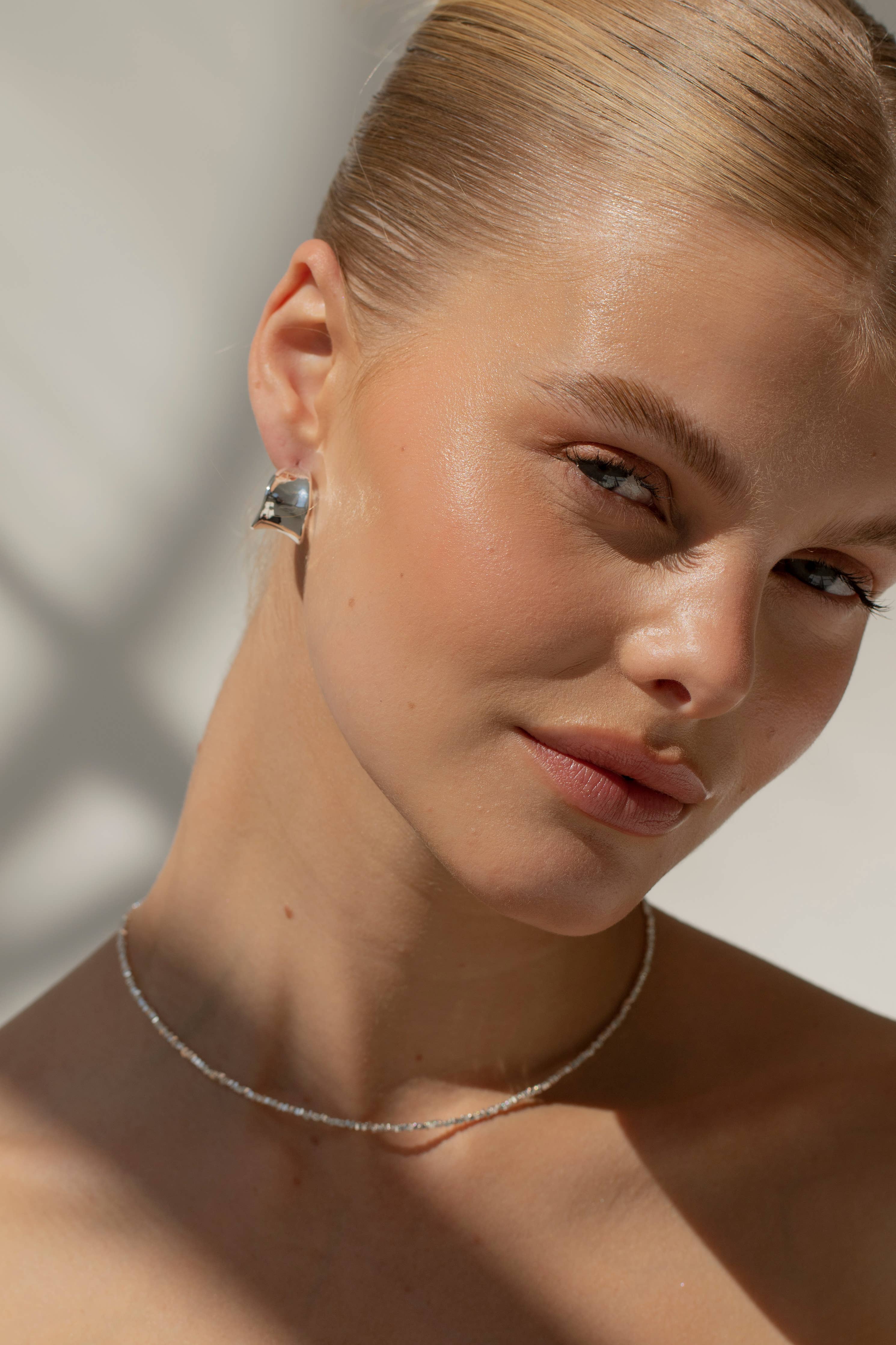 Silver Irregular Molten Hoop Earrings - Eos