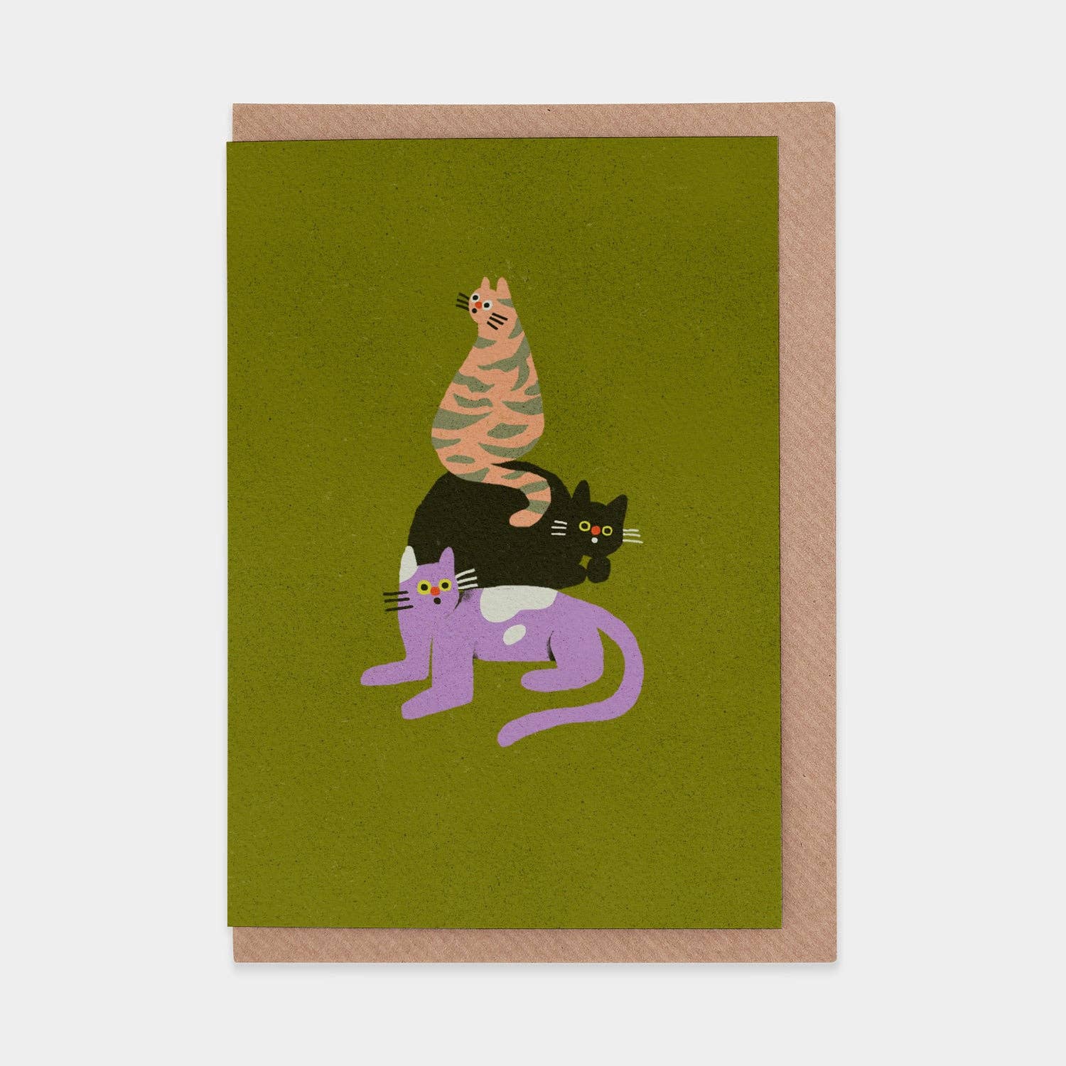 Suprised Cats Greetings Card by Zsófia Győrfi