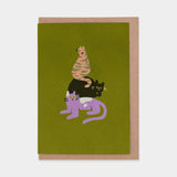 Suprised Cats Greetings Card by Zsófia Győrfi