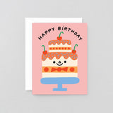 Happy Birthday Cake & Cherries Kids Greeting Card