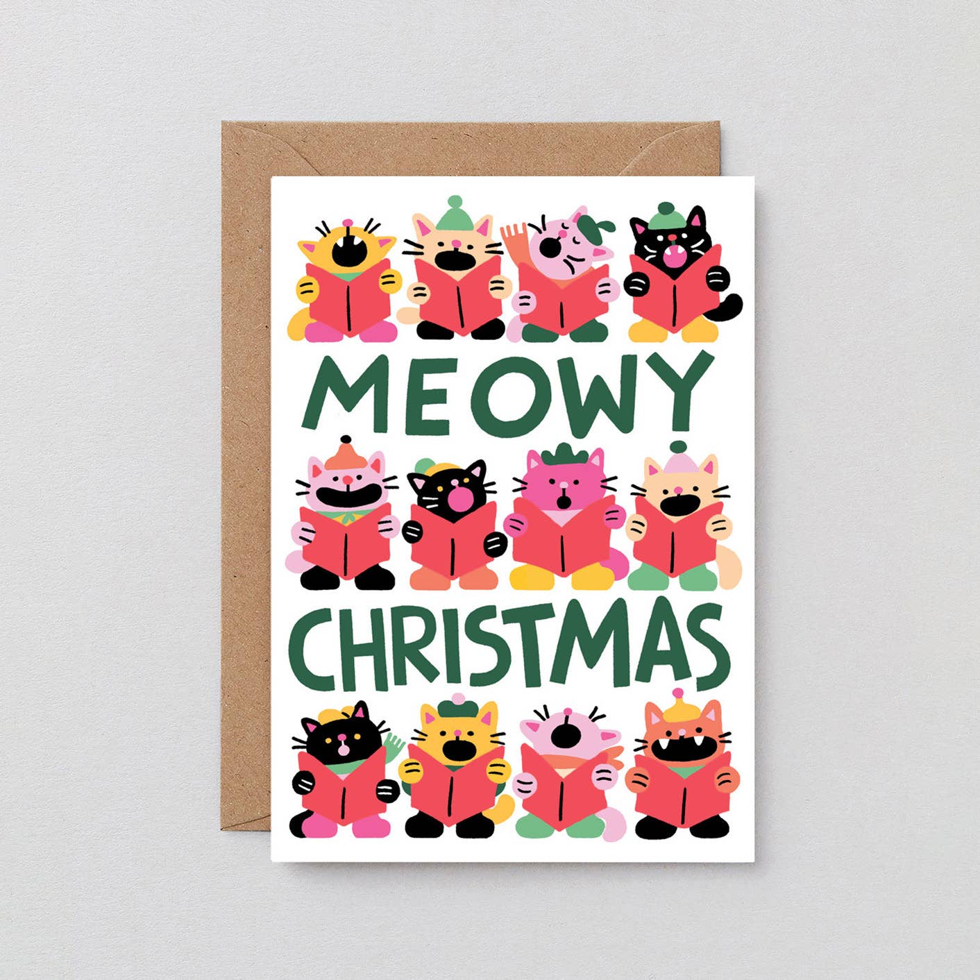Meowy Christmas Embossed Holiday Greeting Card