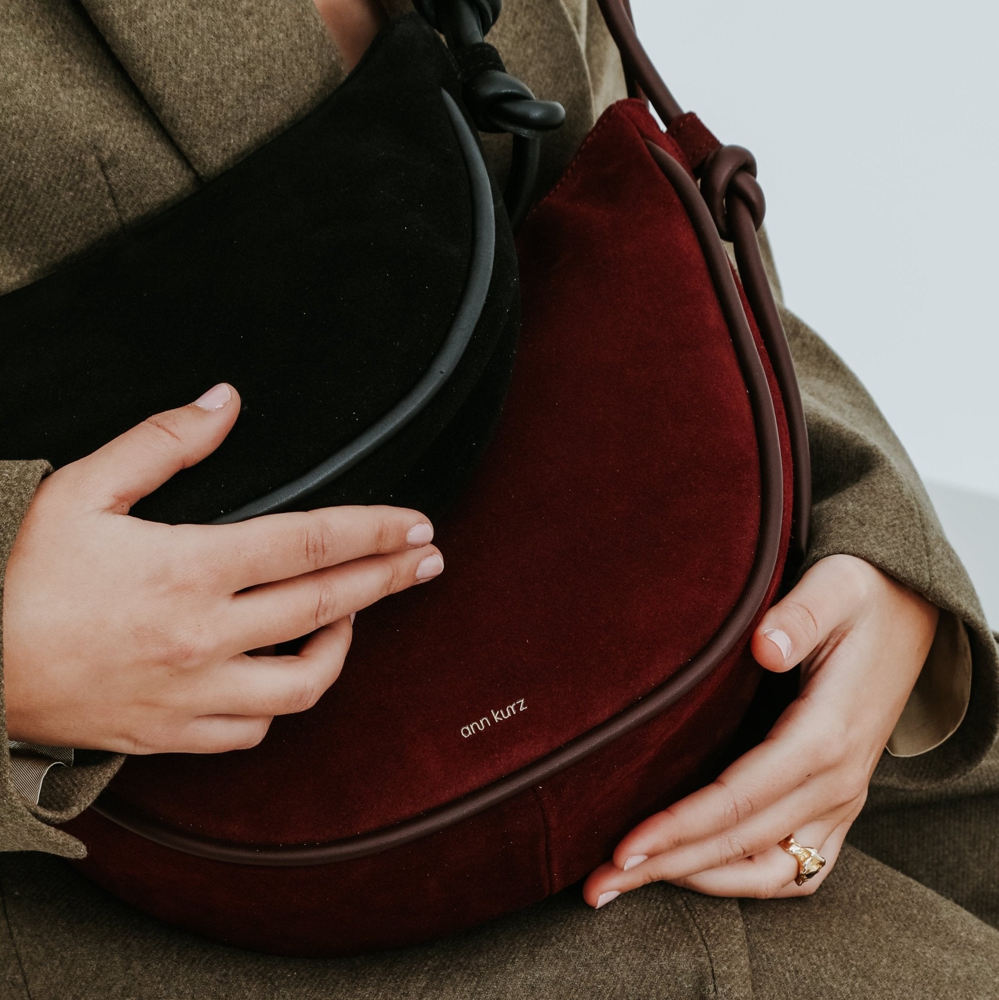 Mini Half Moon - Suede Burgundy