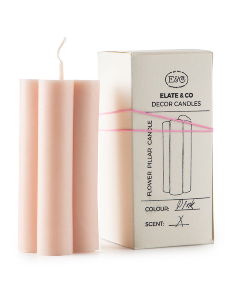 Flower Pillar Candle Rose