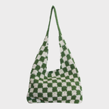 Häkeltasche mit Schachmuster, kariert, grün